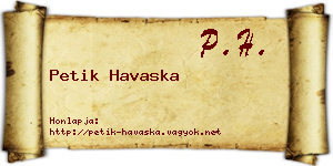 Petik Havaska névjegykártya